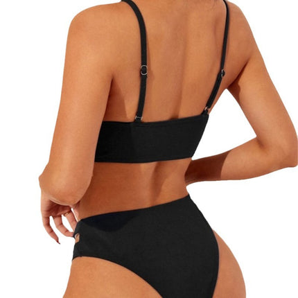 Bikini Solid Color New Hollow Women's Split