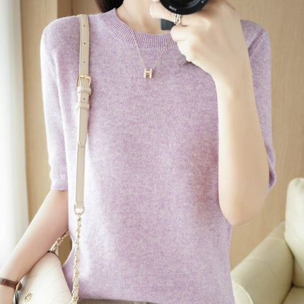 Knitted Short Sleeve Loose T-shirt Inner Wear Sweater Non-cashmere Bottoming Shirt