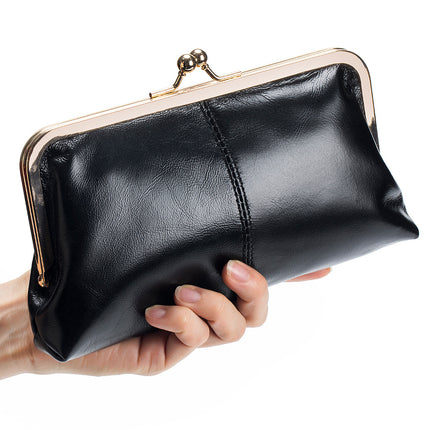 European And American Retro Clip Bag Long Clutch Wallet