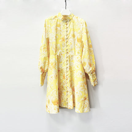 Belt Lantern Sleeve Holiday Swing Dress