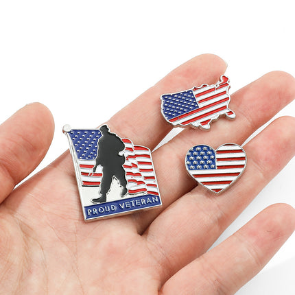 American Flag Series Gold M Badge Independence Day Alloy Brooch