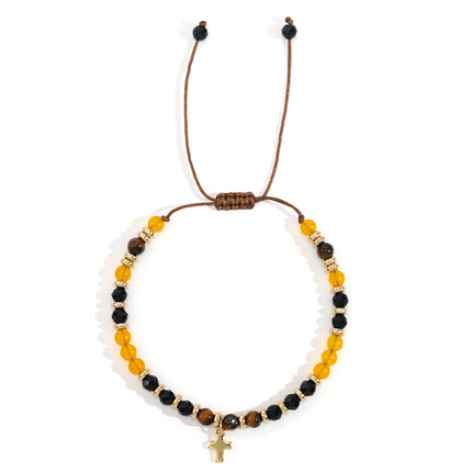 Women's Hand-woven Cross Natural Semi-precious Stone Bracelet