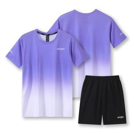 Workout Short Sleeve T-shirt Quick-drying Clothes Running Loose Casual Gradient Sports Suit