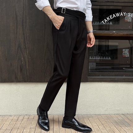 High-rise Thick Dark Striped High Waist Casual Pants