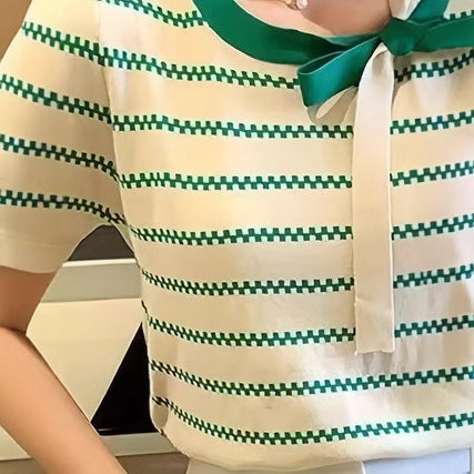 Women's Short-sleeved Sweater Striped Minimalist