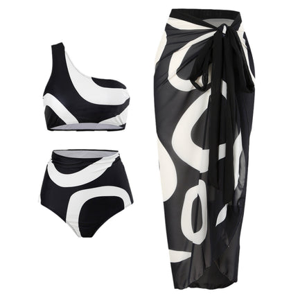 Women's Two-piece Swimsuit Bikini Wrap Skirt Suit One-shoulder Sexy