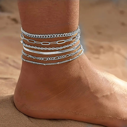New 6-piece Anklet Personality Chain Like Flat Snake