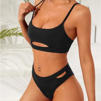 Bikini Solid Color New Hollow Women's Split
