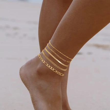 New 6-piece Anklet Personality Chain Like Flat Snake