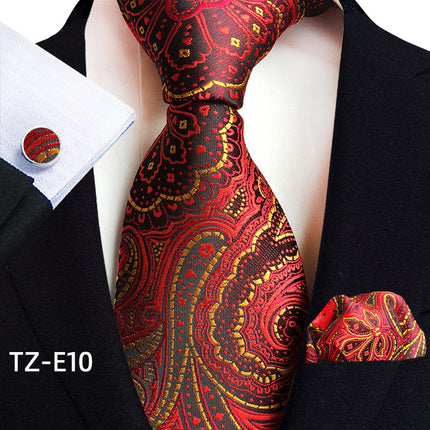 Paisley Tie Square Scarf Pocket Square Cufflinks Three-piece Set