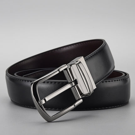 Gentleman Business Style Men's Leather Business Rotation Pin Buckle Belt