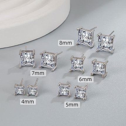European And American Popular Square Zircon Ear Studs