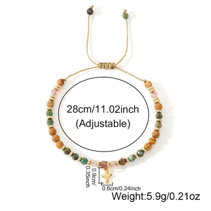 Women's Hand-woven Cross Natural Semi-precious Stone Bracelet