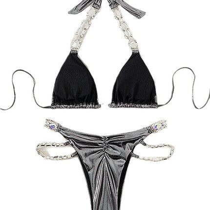 New Solid Color Diamond Split Swimsuit