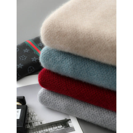 Sheep Wool Sweater Half-height Zip Round Neck Knitted Sweater