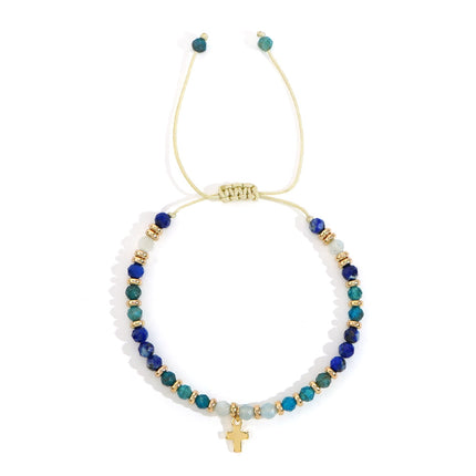 Women's Hand-woven Cross Natural Semi-precious Stone Bracelet