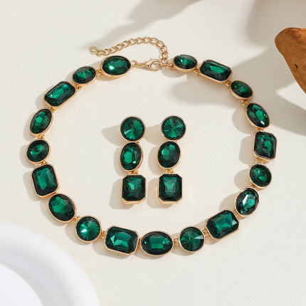 Luxurious Style Antique Style Gorgeous Shiny Crystal Colored Gems Necklace For Women