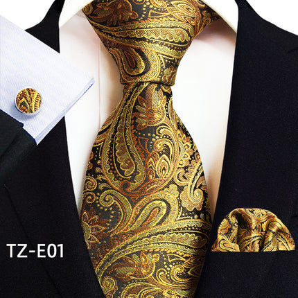 Paisley Tie Square Scarf Pocket Square Cufflinks Three-piece Set