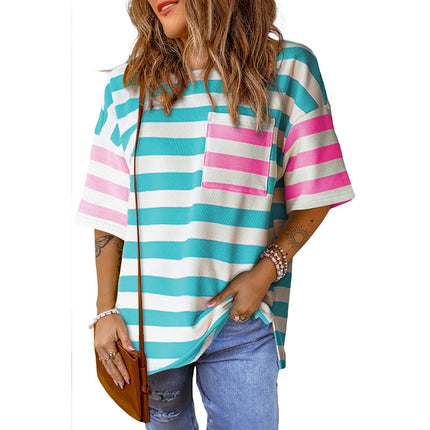 Round Neck T-shirt Women's European And American Loose Casual Dopamine Short Sleeve Top