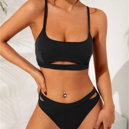 Bikini Solid Color New Hollow Women's Split