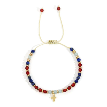 Women's Hand-woven Cross Natural Semi-precious Stone Bracelet