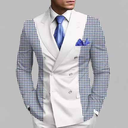 New Men's Printed Posterior Median Split Suit Jacket