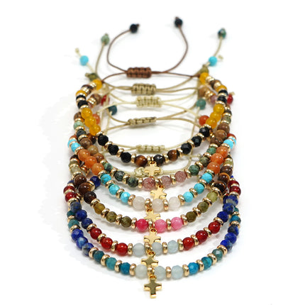 Women's Hand-woven Cross Natural Semi-precious Stone Bracelet