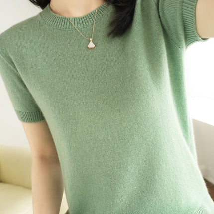 Knitted Short Sleeve Loose T-shirt Inner Wear Sweater Non-cashmere Bottoming Shirt