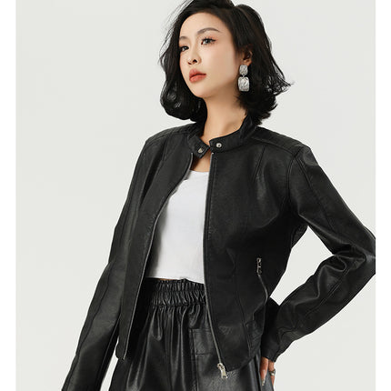 Women's Leather Jacket Locomotive Style Leather Coat Leather Jacket
