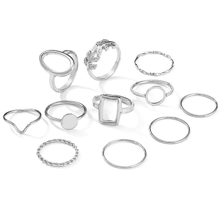 Geometric Leaf Ring Suit 11-piece Set