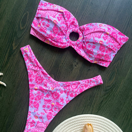 Women's Creative Printing Sexy Backless Split Swimsuit