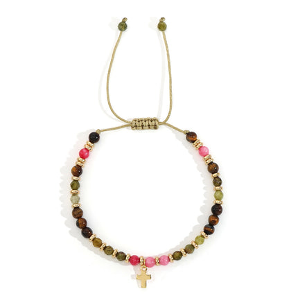 Women's Hand-woven Cross Natural Semi-precious Stone Bracelet
