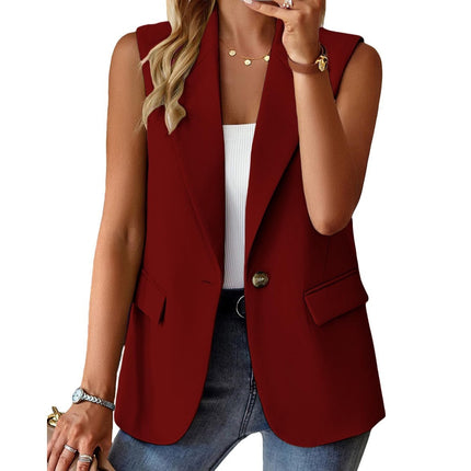 Autumn Sleeveless Solid Color Multicolor Cardigan Small Suit Jacket Ladies