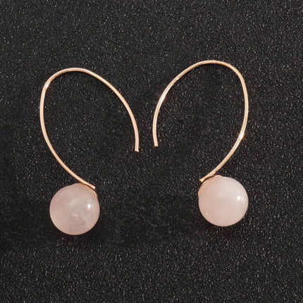 Decoration Design Development Copper Ear Hook Personality Simple Natural Stone Inlaid All-match Earrings