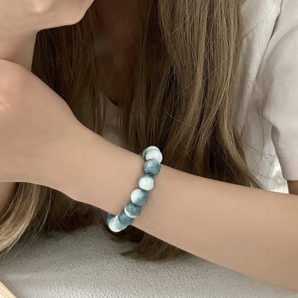 Bracelet Women's Trendy Natural White Turquoise Blue Beaded