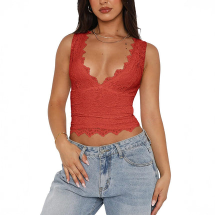 Y2g Hot Girl Style Lace Edge T-shirt Vest For Women