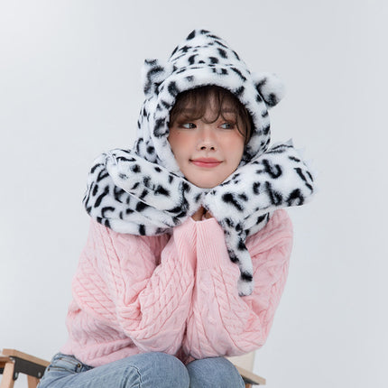 Hat Scarf With Paw Print Gloves Three In One