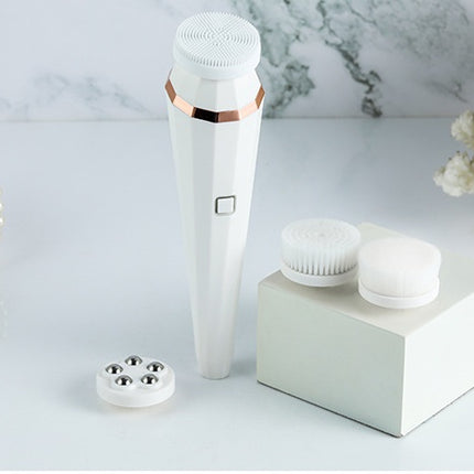 4 In 1 USB Rechargeable Electric Facial Cleansing Brush Soft Skin Care Portable Massager Face Brush Deep Cleaning Device