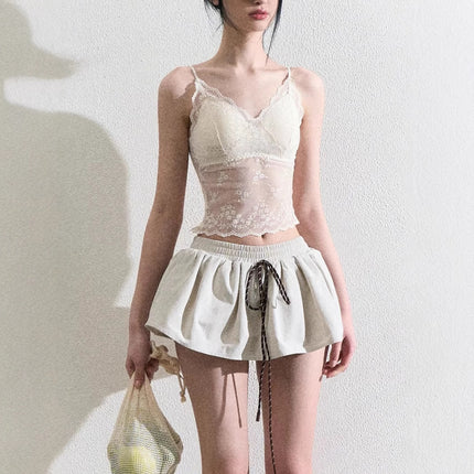 All-matching Elastic Waistband Twisted Drawstring Skirt Pettiskirt Skirt