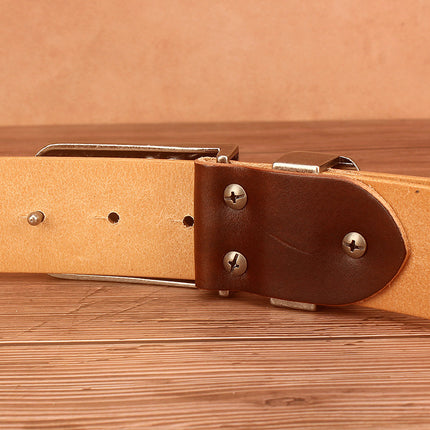 Ethnic Style Waistband Head Layer Cowhide Mongolia Auspicious Pattern Embossed