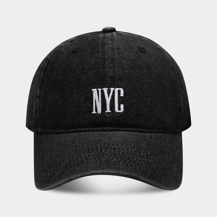 American Retro Denim Alphabet Peaked Cap