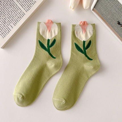 Three-dimensional Tulip Cotton Socks Tube Socks College Style