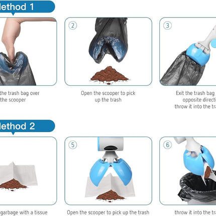 Pet Pooper Scooper For Dogs And Cats With Trash Bags Holder Non-Breakable High Strength Material Poop Scooper For Easy Grass And Gravel Pick Up Including A Roll Of Trash Bag