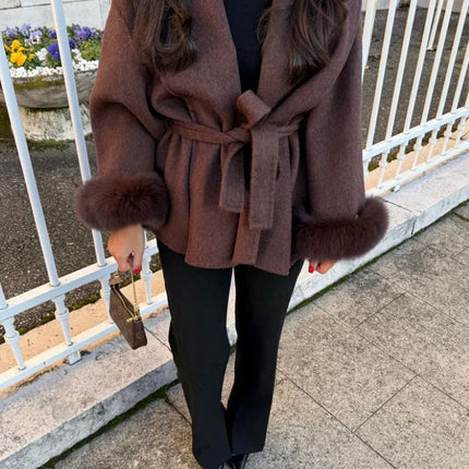 Furry Sleeves Overcoat Long Coat