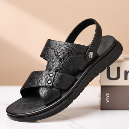 Men's Breathable Genuine Leather Beach Shoes Casual Soft Bottom Middle-aged And Elderly