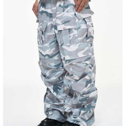 Multi-Pocket Workwear Camouflage Casual Loose Fashion Brand Wide Leg Paratrooper Pants Men