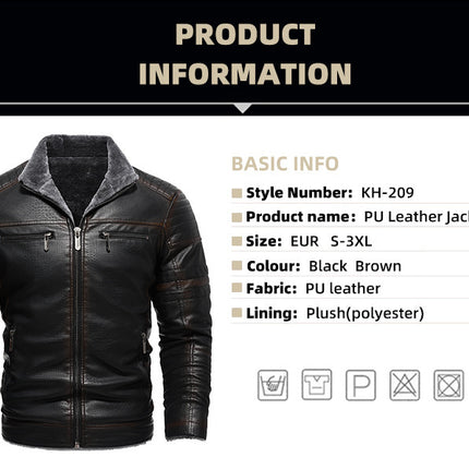 Leather Thickened Artificial Leather Plush Warm Jacket