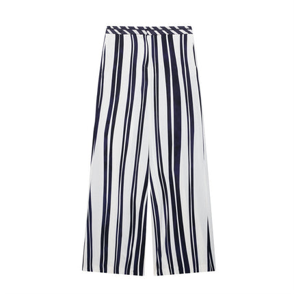 European And American Style Striped Halter Top Loose Trousers