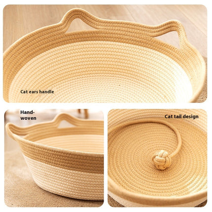 Coarse Linen Rattan Cat Nest Four Seasons Universal Bed Woven Cat Sleeping Mat