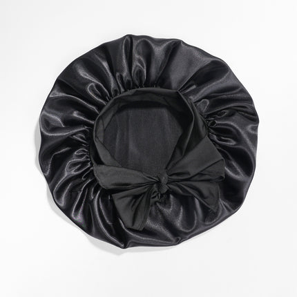 Satin Round Cap Bow Elastic Wide-brimmed Ribbon Nightcap